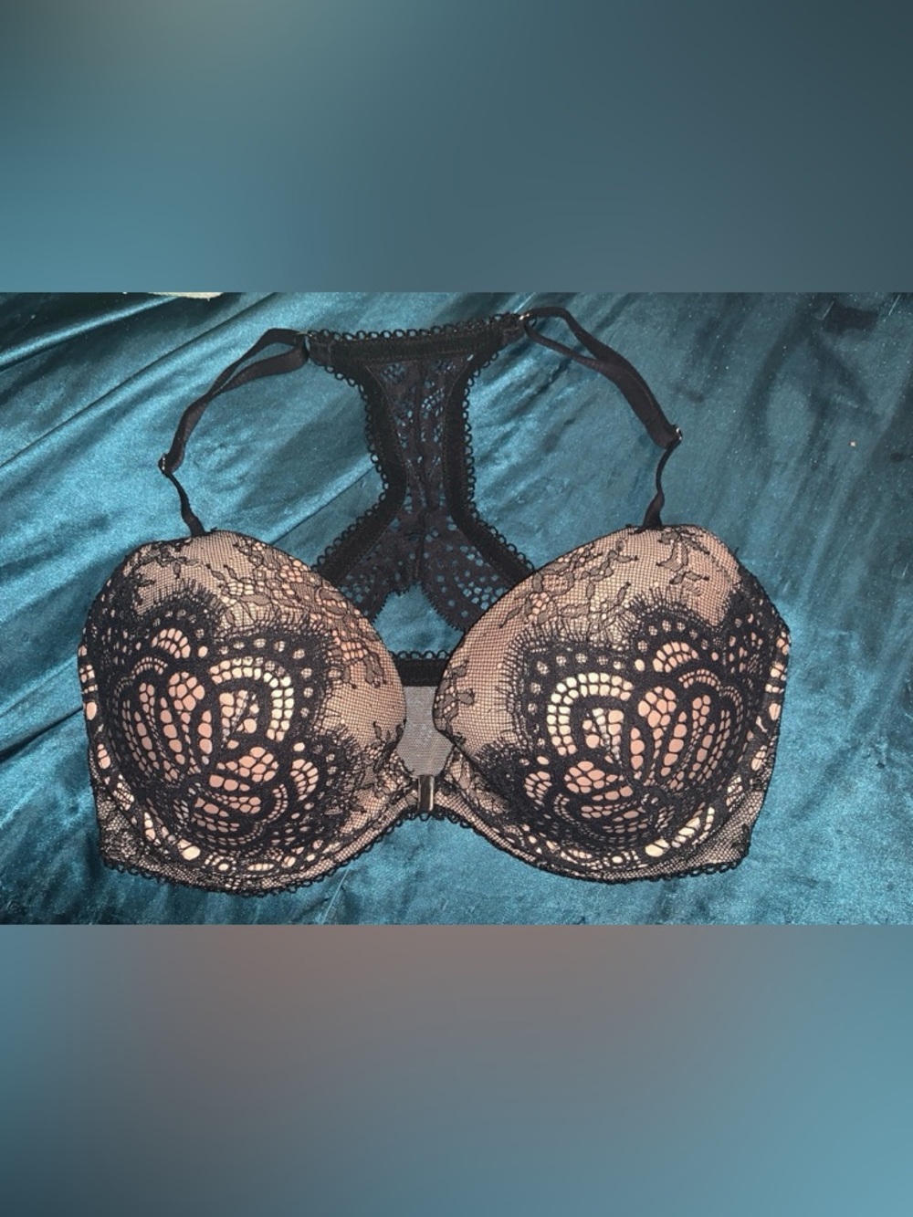 Victoria's Secret Black Lace Push-Up Bra with Nude Lining